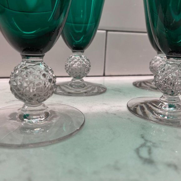 (4) Vintage Footed Tumbler Golf Ball Stiegel Green by MORGANTOWN, 1939-1… - Picture 3 of 5